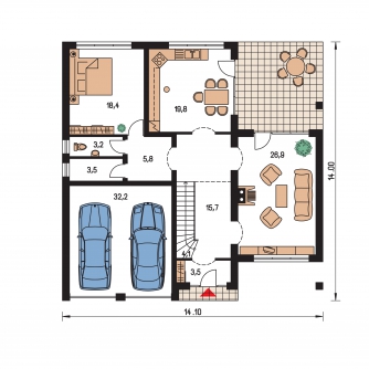 Pôdorys prízemia - COMFORT 146